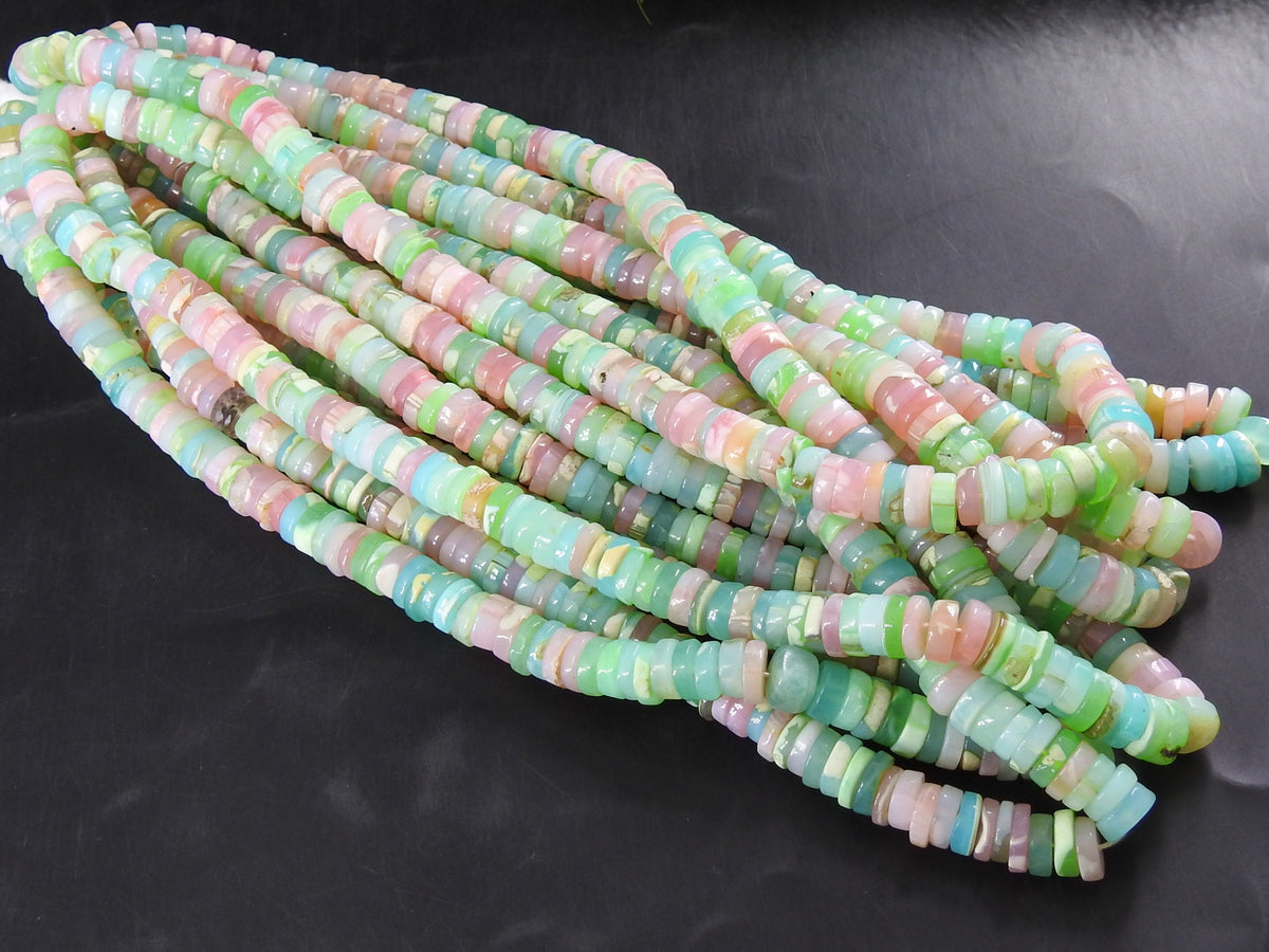 Peruvian Opal Bead-Smooth Polished-Tire Coin Button Wheel-16Inches Strand 8MM Approx-Wholesaler Supplies-New Arrival MS-T2