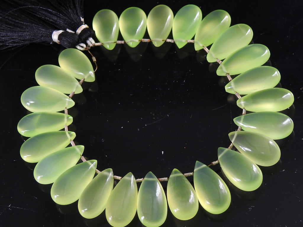 Prehnite Green Chalcedony Teardrop-Smooth Polished-2Piece 20X10MM-For Making Jewelry-Handmade Loose Stone PME-CY2