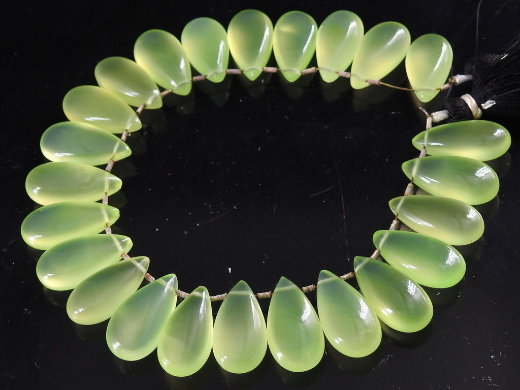 Prehnite Green Chalcedony Teardrop-Smooth Polished-2Piece 20X10MM-For Making Jewelry-Handmade Loose Stone PME-CY2