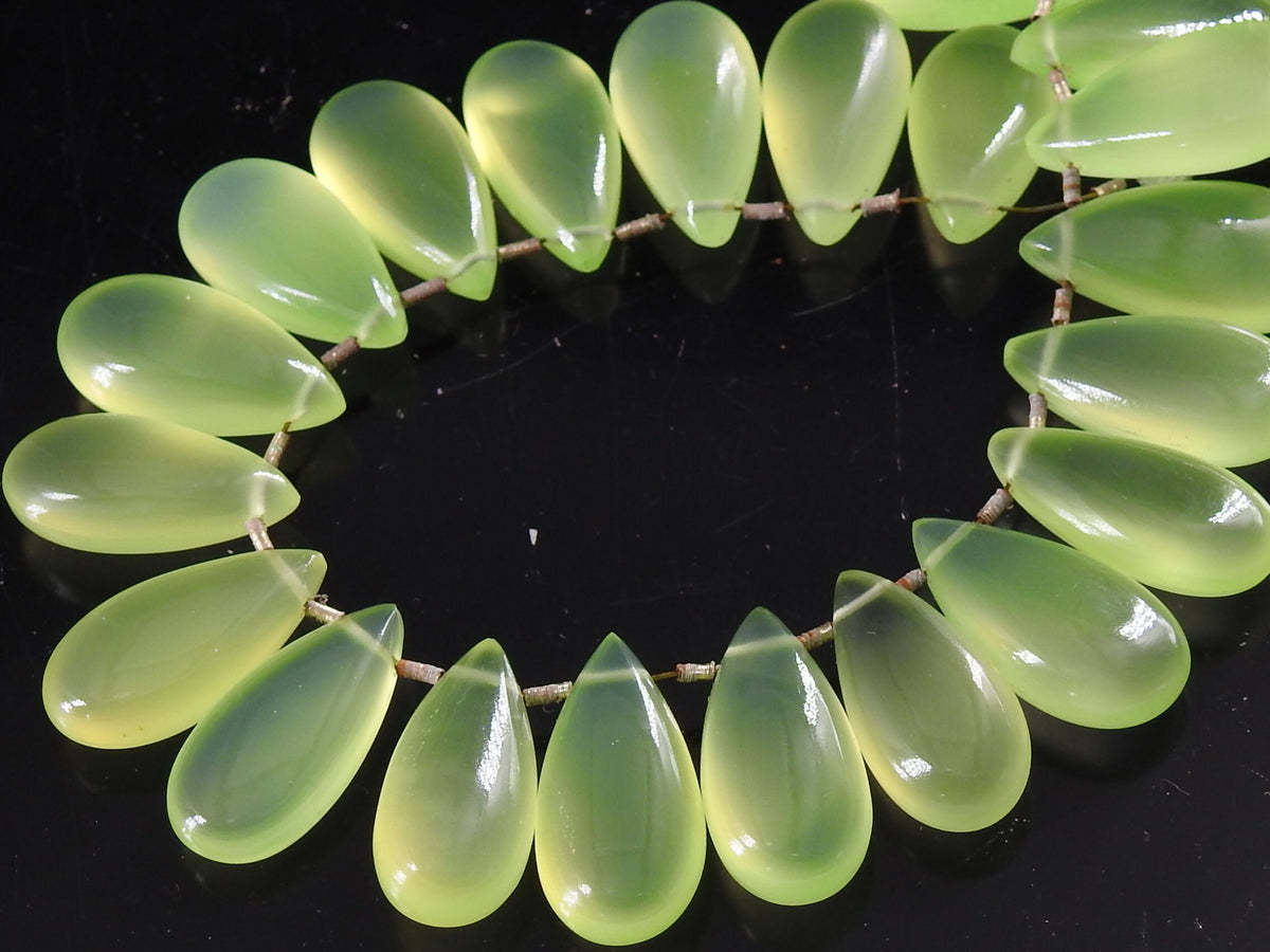 Prehnite Green Chalcedony Teardrop-Smooth Polished-2Piece 20X10MM-For Making Jewelry-Handmade Loose Stone PME-CY2