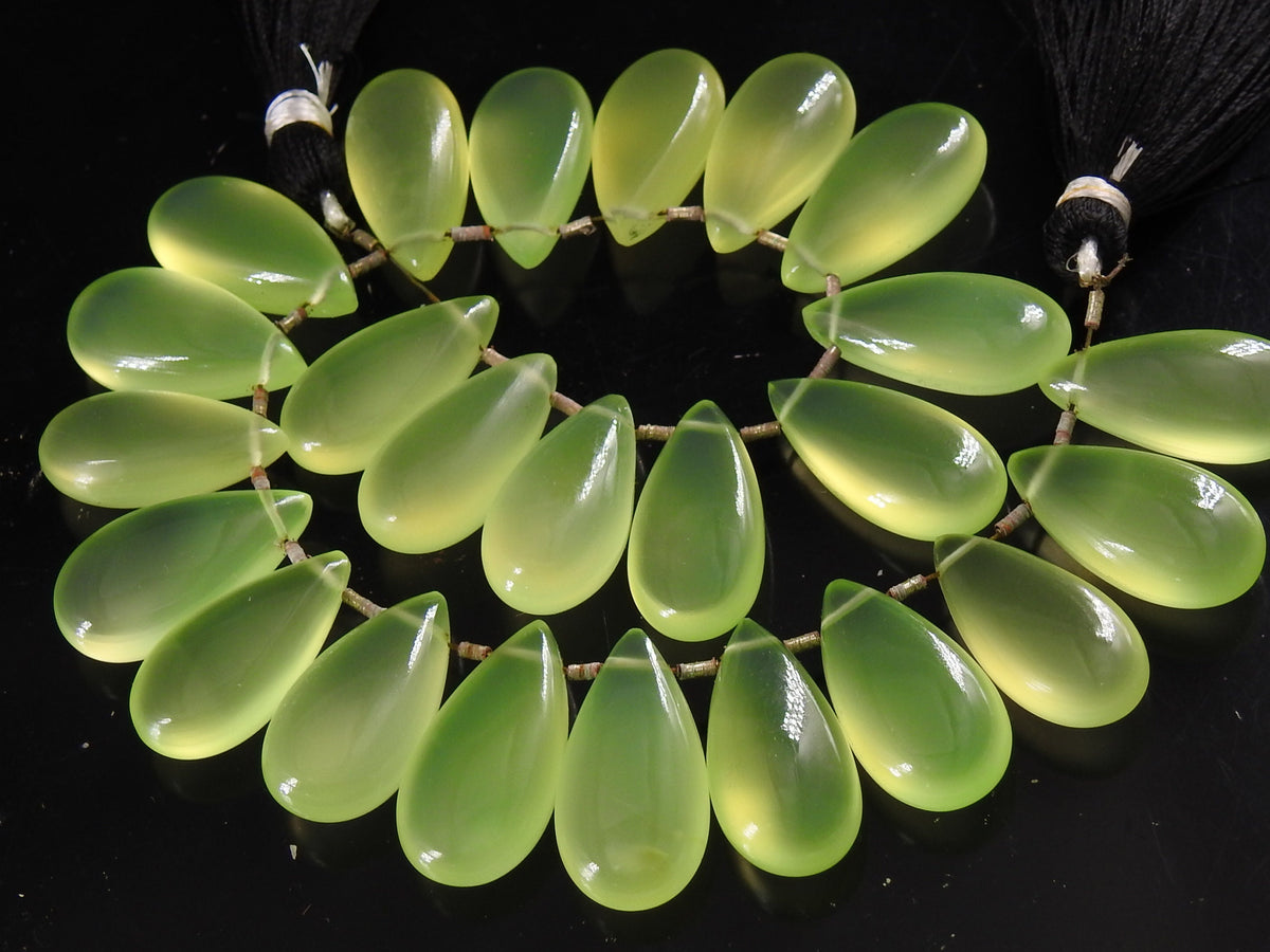 Prehnite Green Chalcedony Teardrop-Smooth Polished-2Piece 20X10MM-For Making Jewelry-Handmade Loose Stone PME-CY2