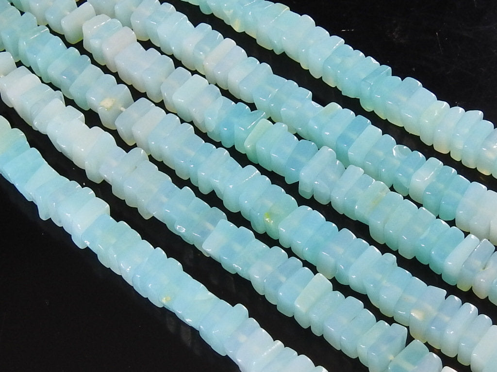 Natural Blue Opal Heishe Square Cushion Beads, Multi Shaded Smooth Polished 16 Inch Strand 6-7mm, Wholesale Gemstone Jewelry Supplies MS-H1
