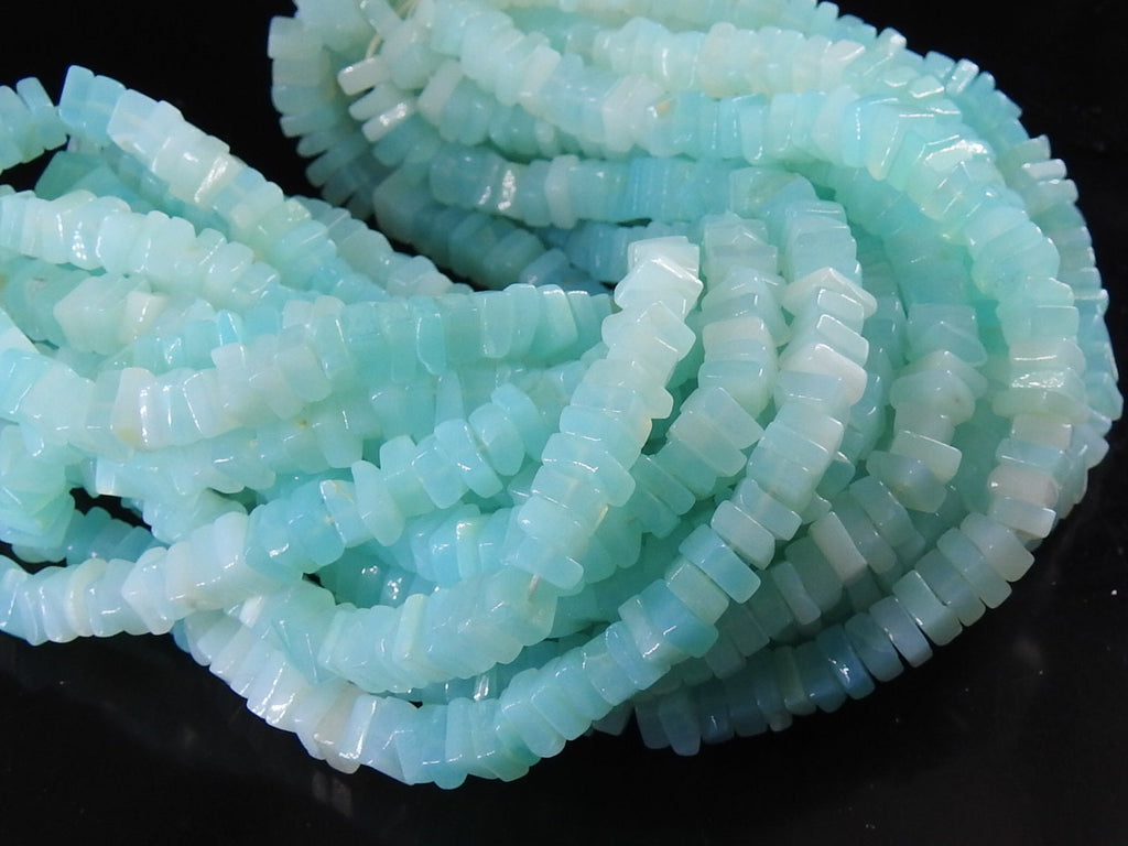 Natural Blue Opal Heishe Square Cushion Beads, Multi Shaded Smooth Polished 16 Inch Strand 6-7mm, Wholesale Gemstone Jewelry Supplies MS-H1