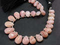 Pink Peruvian Opal Smooth Teardrop Beads, 8Inches Strand, Handmade Loose Stone, Natural Gemstone Wholesale Supplies, 10x6mm to 14x9mm MS-BR7