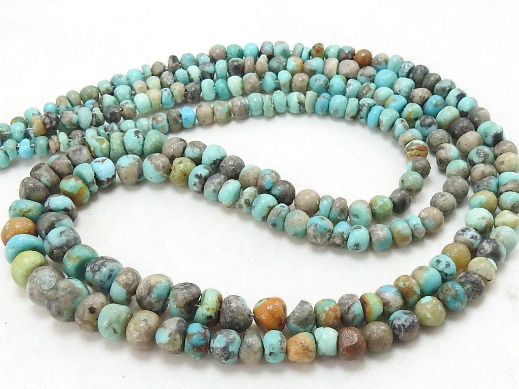 Arizona Turquoise Smooth Roundel Bead 16Inch 3-7mm Approx Natural Stone Genuine Gemstone Rondelle Wholesale Strand Jewelry Making Supplies
