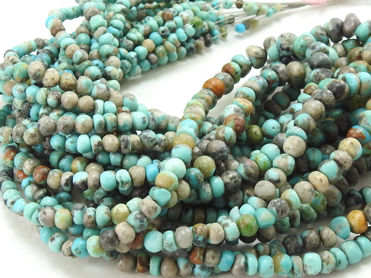 Arizona Turquoise Smooth Roundel Bead 16Inch 3-7mm Approx Natural Stone Genuine Gemstone Rondelle Wholesale Strand Jewelry Making Supplies