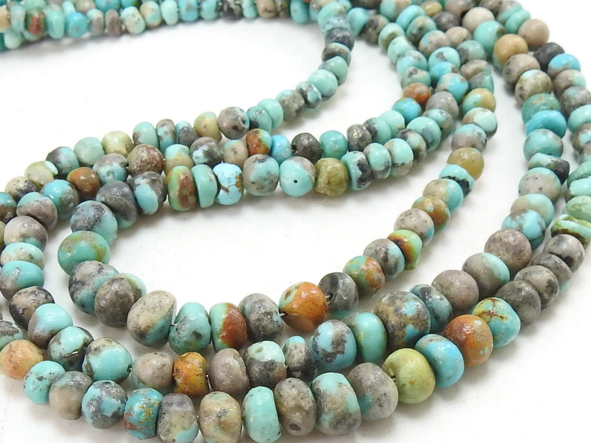Arizona Turquoise Smooth Roundel Bead 16Inch 3-7mm Approx Natural Stone Genuine Gemstone Rondelle Wholesale Strand Jewelry Making Supplies