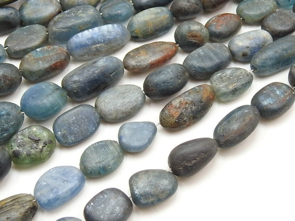 Natural Blue Kyanite Matte Polished Smooth Oval Shape Tumble Bead 16Inches 7x3To14x9mm Wholesaler Supplies Genuine Gemstone Loose Strand TU1