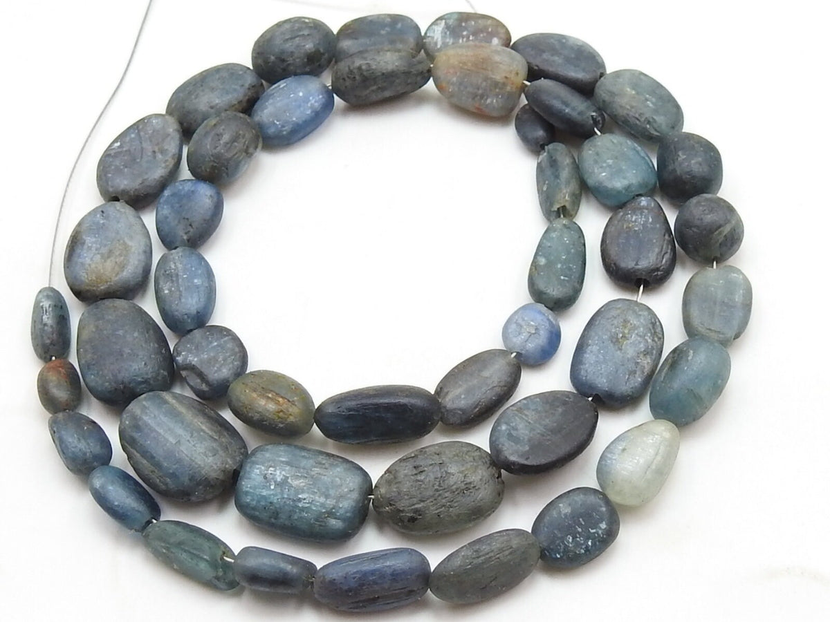 Natural Blue Kyanite Matte Polished Smooth Oval Shape Tumble Bead 16Inches 7x3To14x9mm Wholesaler Supplies Genuine Gemstone Loose Strand TU1