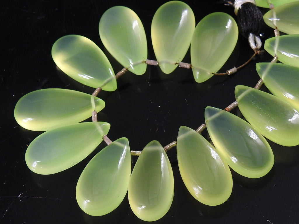 Prehnite Green Chalcedony Teardrop-Smooth Polished-2Piece 20X10MM-For Making Jewelry-Handmade Loose Stone PME-CY2