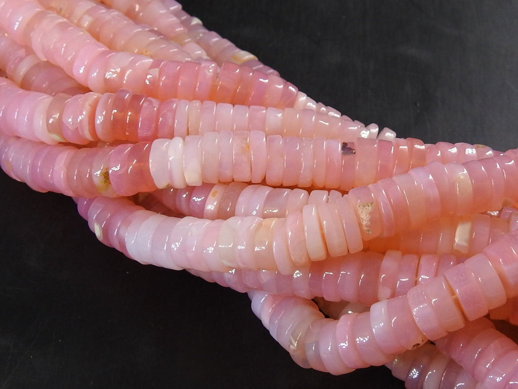 Pink Peruvian Opal Smooth Tire Beads 8mm Multi Shaded Rondelle Strand 16 Inches Gemstone Jewelry Making Supply MS-T2