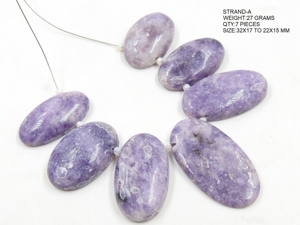 Natural Lepidolite Smooth Cabochon Briolette Beads, Fancy Shape Gemstone Supplies For Jewelry Making