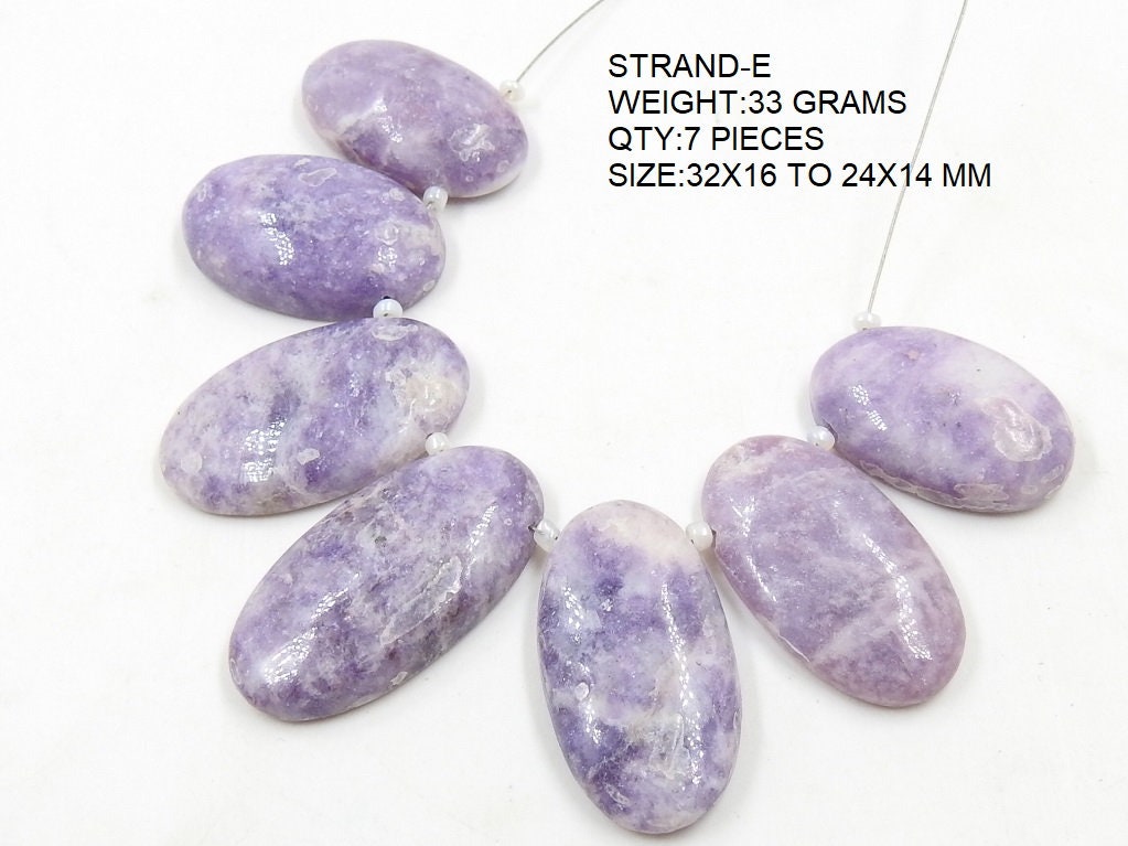 Natural Lepidolite Smooth Cabochon Briolette Beads, Fancy Shape Gemstone Supplies For Jewelry Making