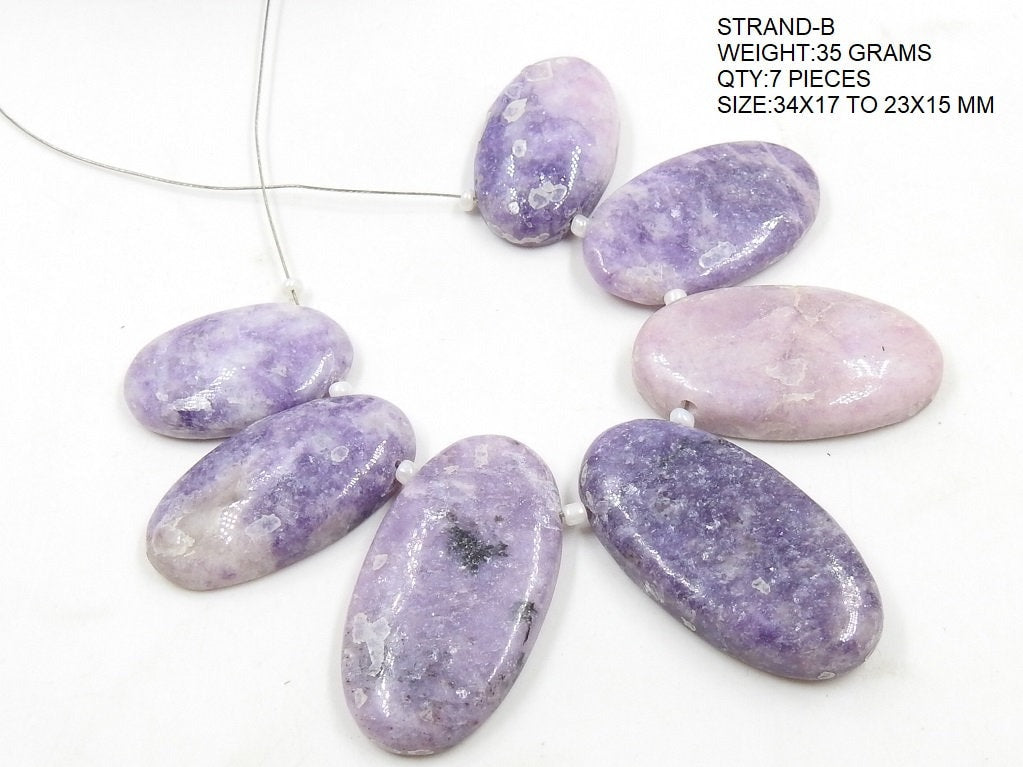 Natural Lepidolite Smooth Cabochon Briolette Beads, Fancy Shape Gemstone Supplies For Jewelry Making