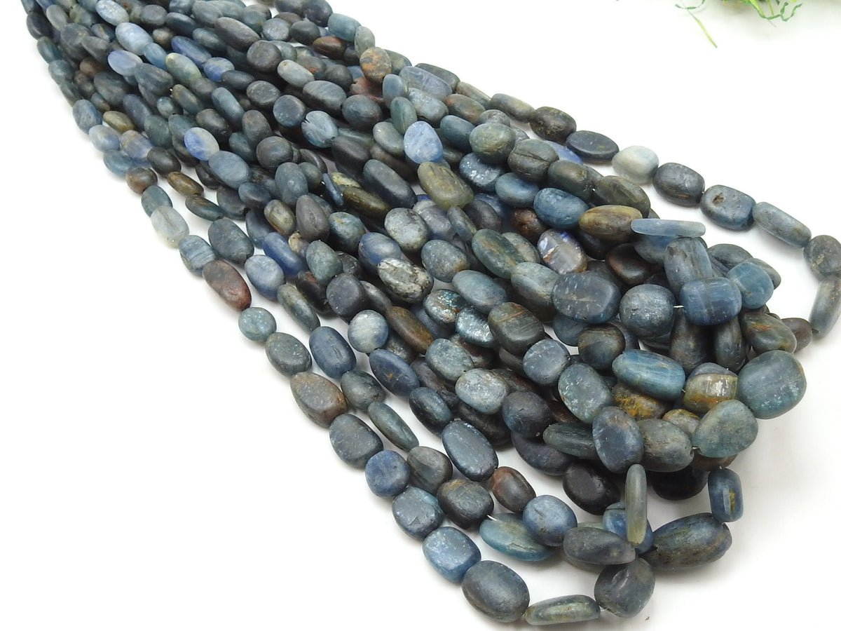 Natural Blue Kyanite Matte Polished Smooth Oval Shape Tumble Bead 16Inches 7x3To14x9mm Wholesaler Supplies Genuine Gemstone Loose Strand TU1