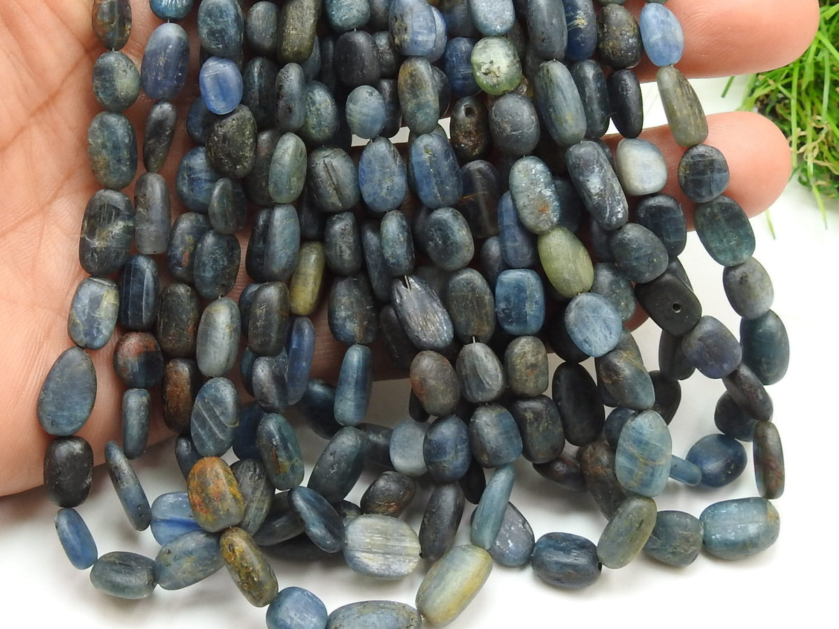 Natural Blue Kyanite Matte Polished Smooth Oval Shape Tumble Bead 16Inches 7x3To14x9mm Wholesaler Supplies Genuine Gemstone Loose Strand TU1