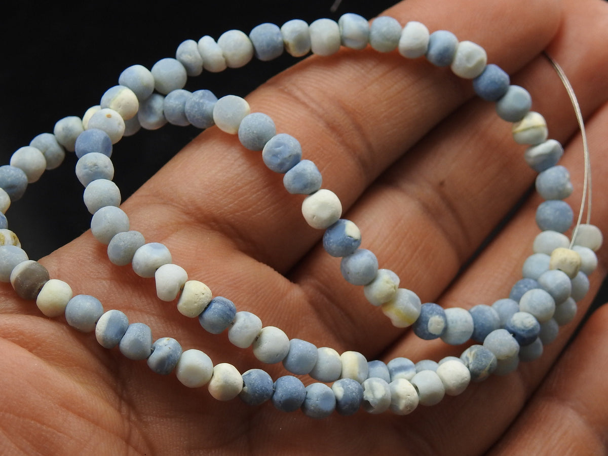 Blue Indian Opal Smooth Matte Round Beads 16" Strand, 5mm Approx Natural Stone Sphere Ball Spacer Bead, Wholesale Jewelry Supply WB-6