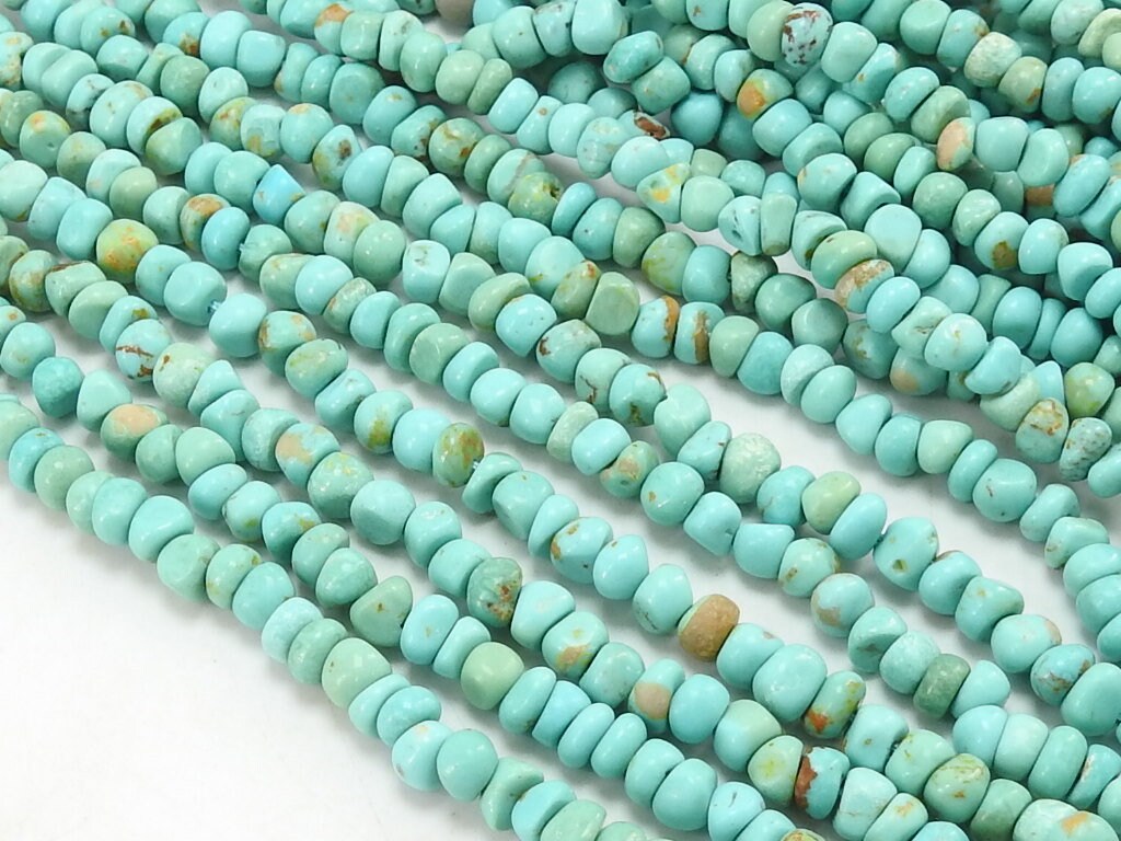 Natural Arizona Turquoise Smooth Handmade Bead 16Inch Strand Wholesaler Supplies Loose Gemstone For DIY Jewelry Making Stones WM-B2