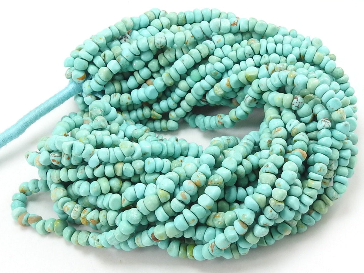 Natural Arizona Turquoise Smooth Handmade Bead 16Inch Strand Wholesaler Supplies Loose Gemstone For DIY Jewelry Making Stones WM-B2