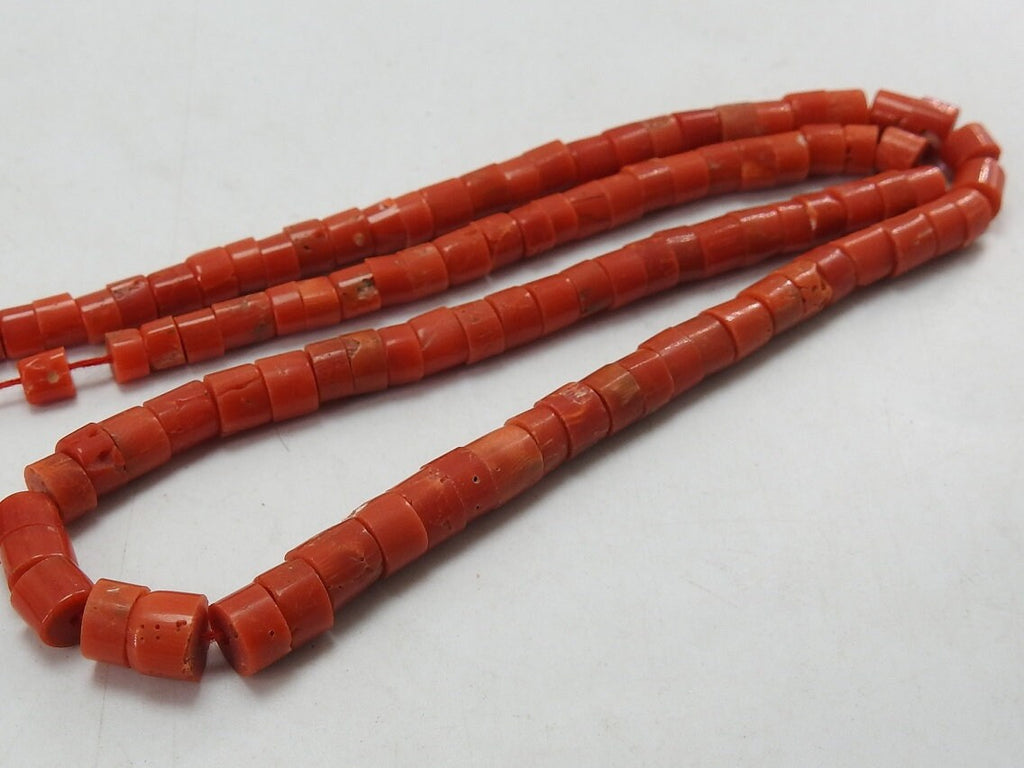 Natural Red Coral Smooth Tire Beads 4-5mm Coin Button Wheel Shape 8 Inch Strand Loose Stone for Earring Bracelet Jewelry Making BK-CR2