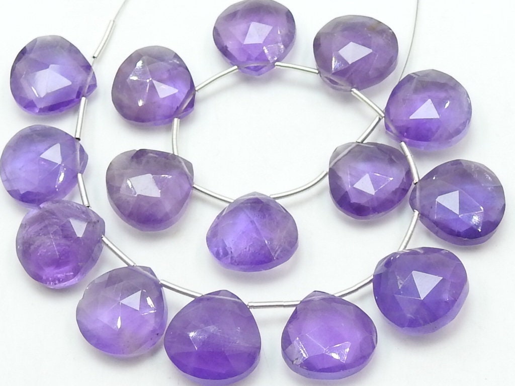 Amethyst Faceted Heart Shape Teardrop Handmade Bead Earring Pair Natural Loose Stone Gemstone Wholesale Jewelry Making Craft Supplies PMECY3