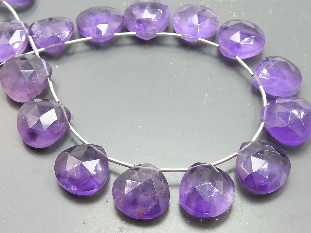 Amethyst Faceted Heart Shape Teardrop Handmade Bead Earring Pair Natural Loose Stone Gemstone Wholesale Jewelry Making Craft Supplies PMECY3