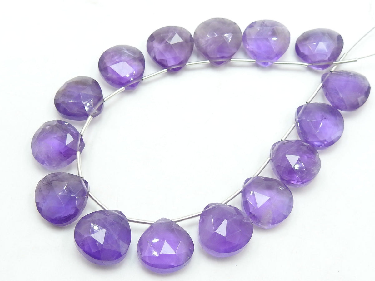 Amethyst Faceted Heart Shape Teardrop Handmade Bead Earring Pair Natural Loose Stone Gemstone Wholesale Jewelry Making Craft Supplies PMECY3