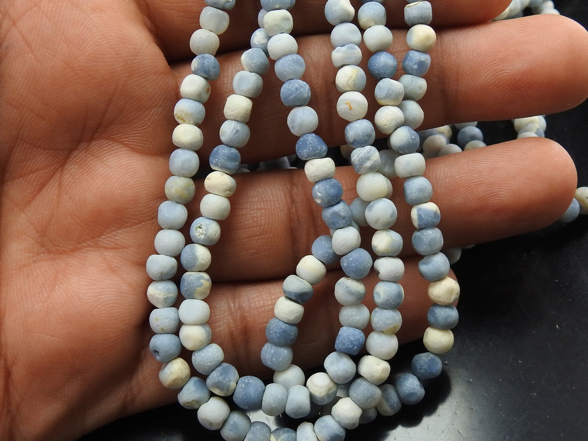 Blue Indian Opal Smooth Matte Round Beads 16" Strand, 5mm Approx Natural Stone Sphere Ball Spacer Bead, Wholesale Jewelry Supply WB-6