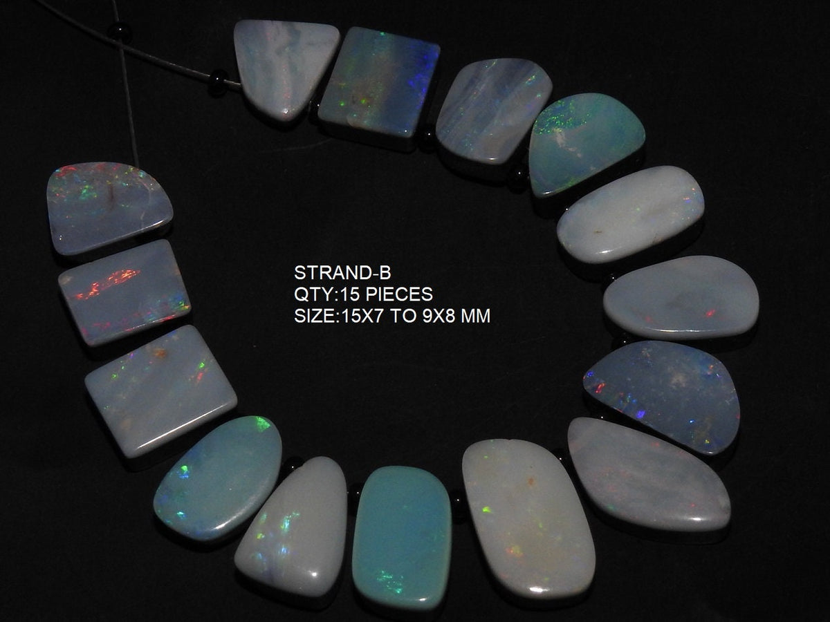 Australian Opal Bead, Doublet Multi Fire Smooth Polished Fancy Shape, Sideway Drill Cabochon Briolette, Natural Stone Jewelry Making Supply