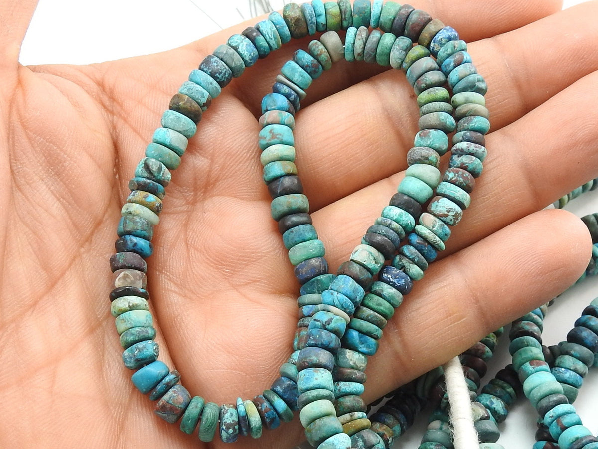 Shattuckite Beadd-Smooth Matte Polished-Tire Coin Button Wheel Shape-16Inches Strand-For Making Jewelry-Wholesaler Supplies T4