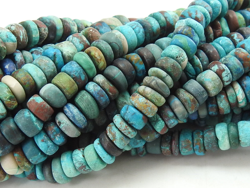 Shattuckite Beadd-Smooth Matte Polished-Tire Coin Button Wheel Shape-16Inches Strand-For Making Jewelry-Wholesaler Supplies T4