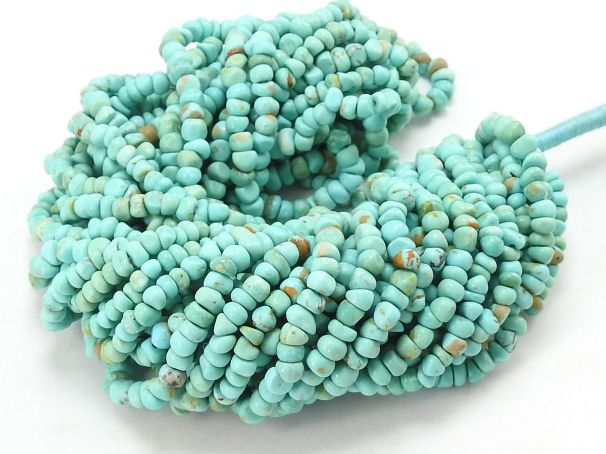 Natural Arizona Turquoise Smooth Handmade Bead 16Inch Strand Wholesaler Supplies Loose Gemstone For DIY Jewelry Making Stones WM-B2