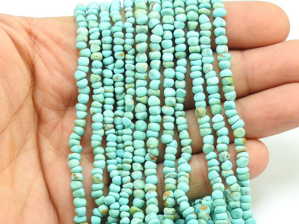 Natural Arizona Turquoise Smooth Handmade Bead 16Inch Strand Wholesaler Supplies Loose Gemstone For DIY Jewelry Making Stones WM-B2
