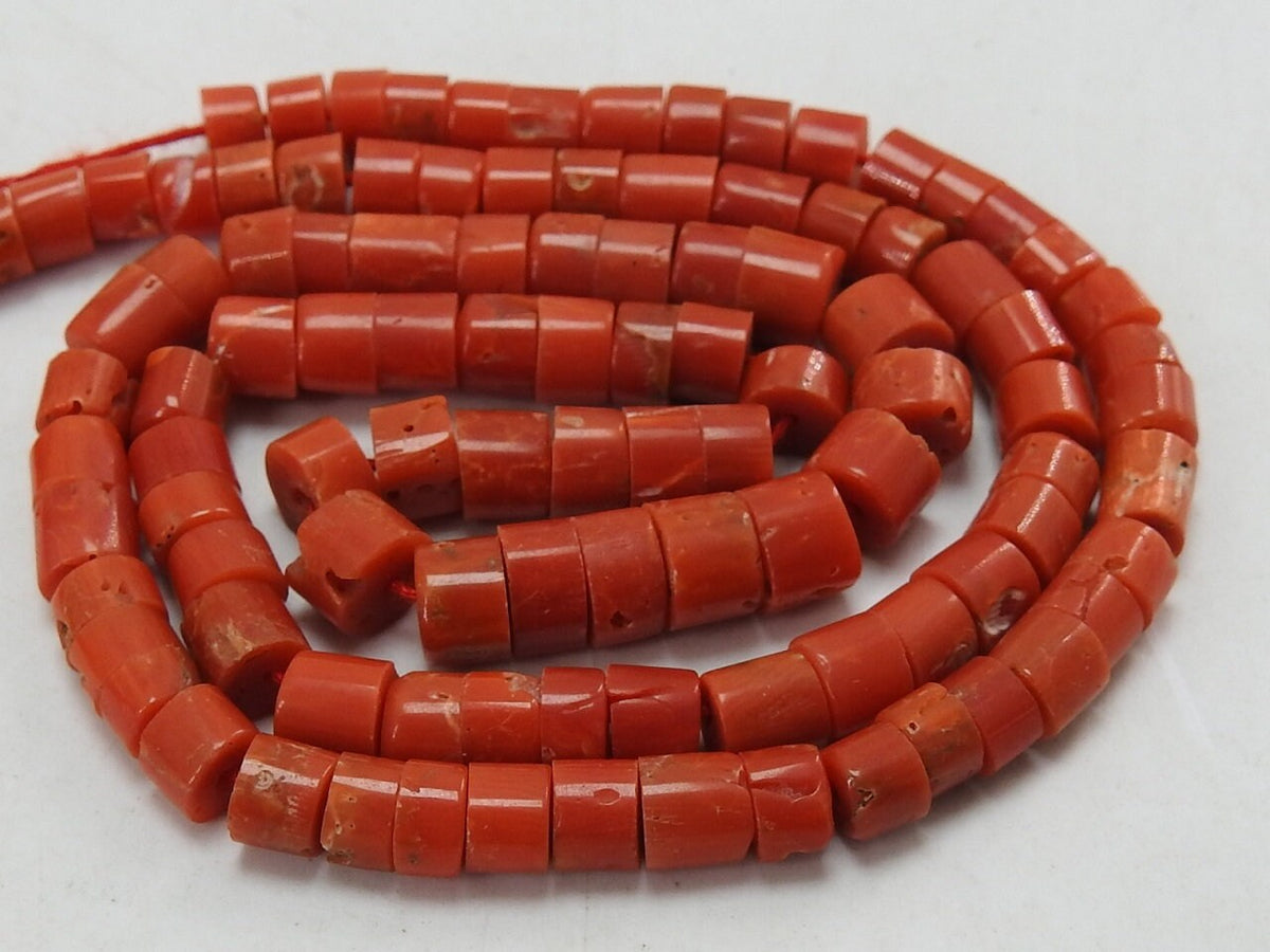 Natural Red Coral Smooth Tire Beads 4-5mm Coin Button Wheel Shape 8 Inch Strand Loose Stone for Earring Bracelet Jewelry Making BK-CR2