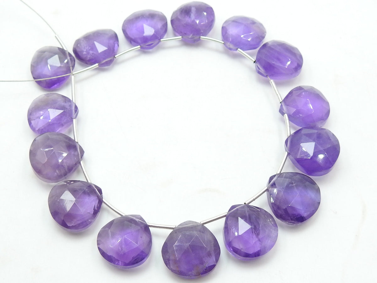 Amethyst Faceted Heart Shape Teardrop Handmade Bead Earring Pair Natural Loose Stone Gemstone Wholesale Jewelry Making Craft Supplies PMECY3