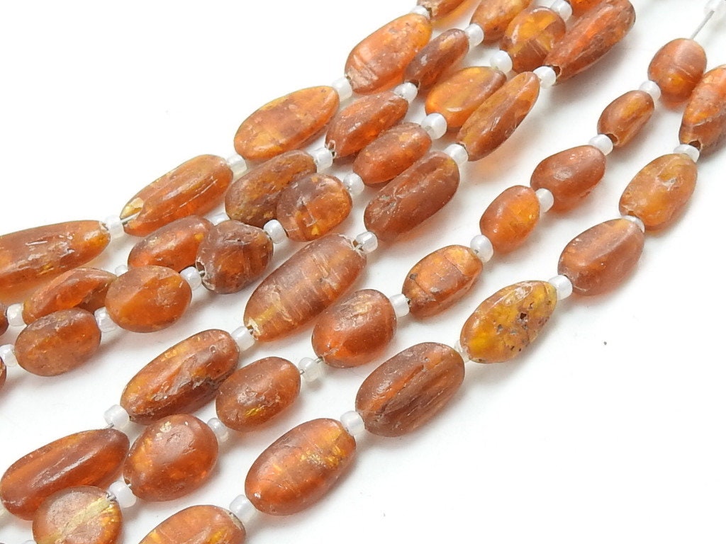 Orange Kyanite Smooth Matte Polished Oval Shape Tumble Bead 14Inches 15X8To7X4MM Approx For Making Jewelry Wholesaler Supplies TU1