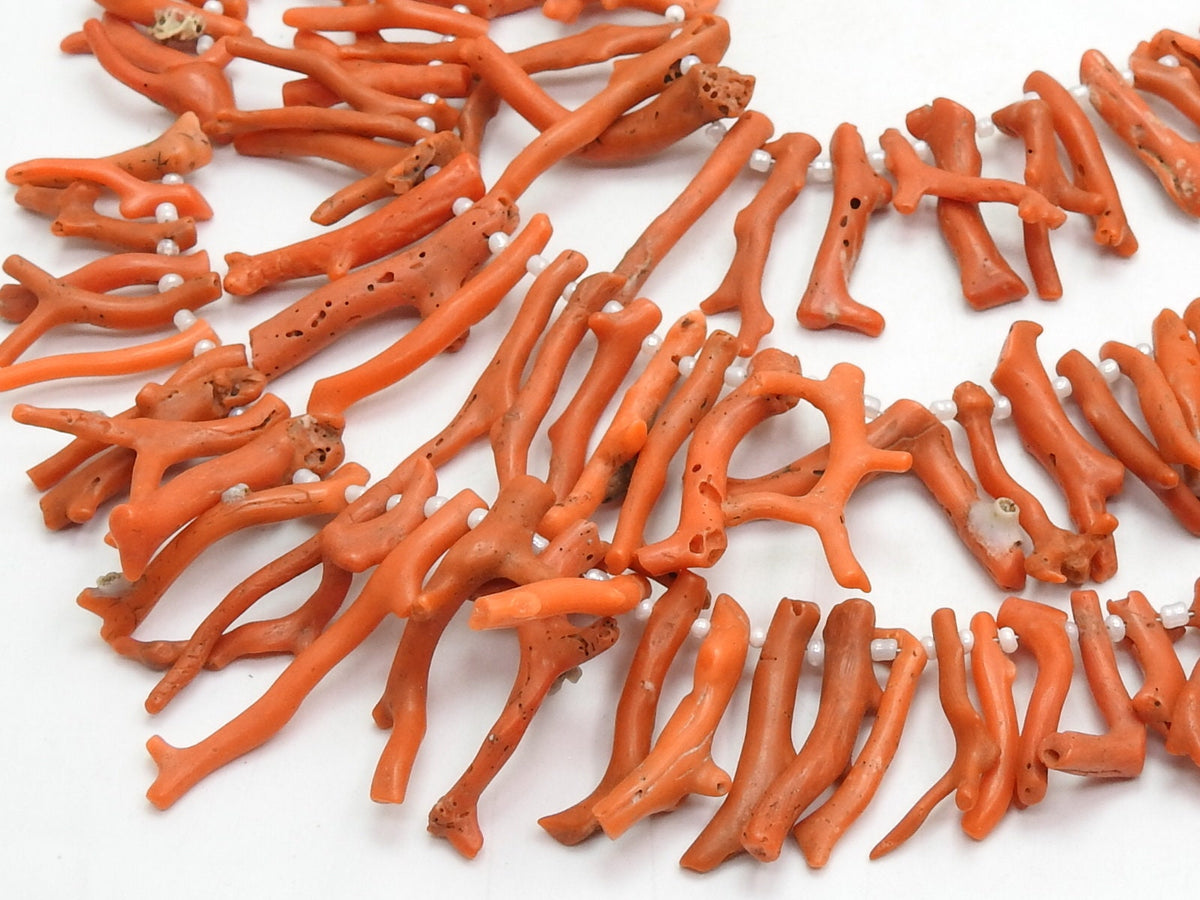 Natural Orange Coral Stick Beads Polished Rough Branch 16Inch Strand 10X2-45X3MM Wholesaler Supplies Jewelry Making Gemstone WM-CR1