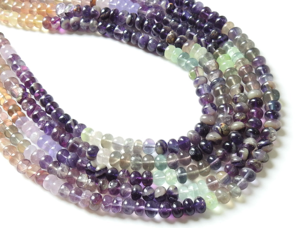 Fluorite Multi Shaded Smooth Roundel Beads 7mm, Natural Stone 16 Inch Strand Loose Rondelle Gemstone Wholesale Jewelry Supplies PME-B1