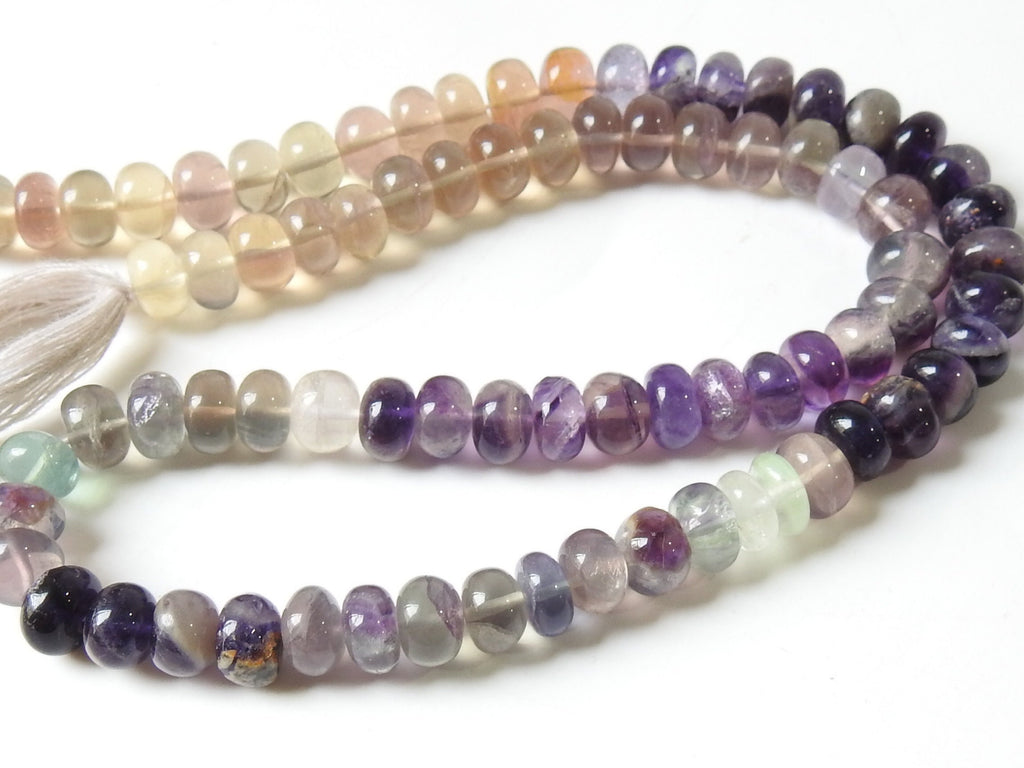 Fluorite Multi Shaded Smooth Roundel Beads 7mm, Natural Stone 16 Inch Strand Loose Rondelle Gemstone Wholesale Jewelry Supplies PME-B1