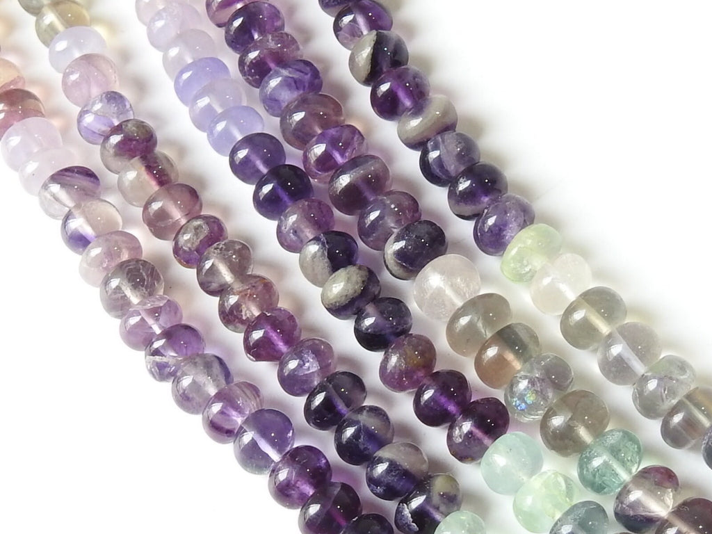 Fluorite Multi Shaded Smooth Roundel Beads 7mm, Natural Stone 16 Inch Strand Loose Rondelle Gemstone Wholesale Jewelry Supplies PME-B1