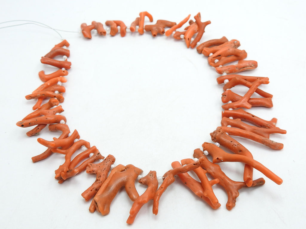 Natural Orange Coral Stick Beads Polished Rough Branch 16Inch Strand 10X2-45X3MM Wholesaler Supplies Jewelry Making Gemstone WM-CR1