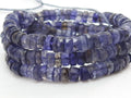 Iolite Faceted Tire Bead Coin Button Wheel-8Inches Strand-Handmade Loose Stone-Wholesaler Supplies-Natural Stone PME-T1