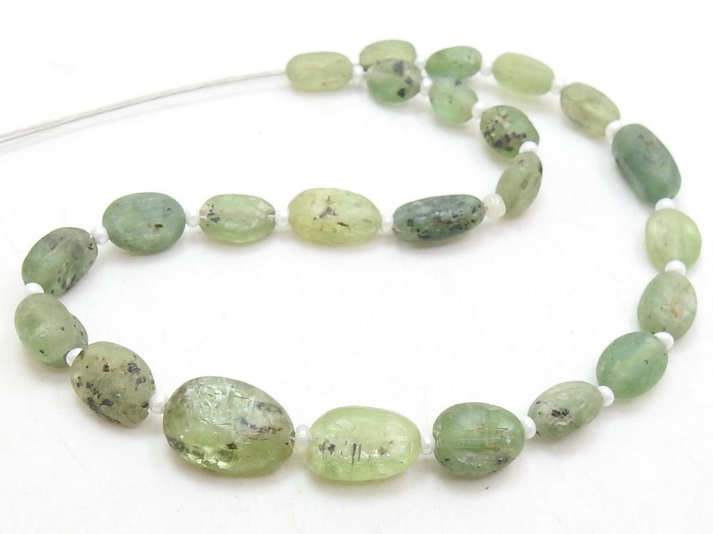 Green Kyanite Smooth Matte Polished Oval Shape Tumble Bead 8Inch Strand 6-10MM Long Approx Wholesaler Supplies Natural Stone TU1