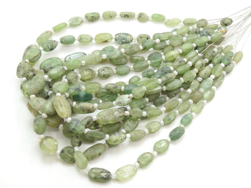 Green Kyanite Smooth Matte Polished Oval Shape Tumble Bead 8Inch Strand 6-10MM Long Approx Wholesaler Supplies Natural Stone TU1