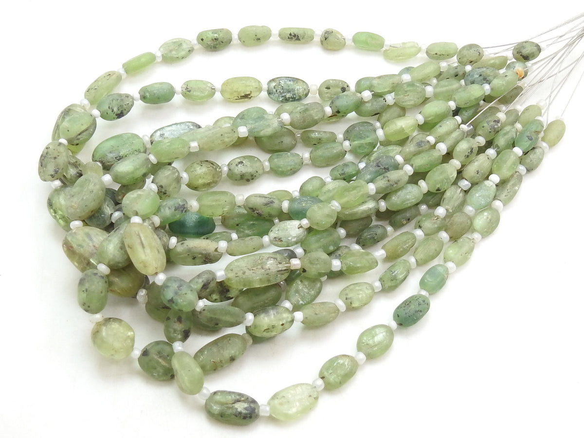 Green Kyanite Smooth Matte Polished Oval Shape Tumble Bead 8Inch Strand 6-10MM Long Approx Wholesaler Supplies Natural Stone TU1