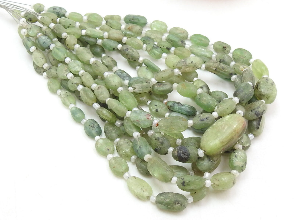 Green Kyanite Smooth Matte Polished Oval Shape Tumble Bead 8Inch Strand 6-10MM Long Approx Wholesaler Supplies Natural Stone TU1
