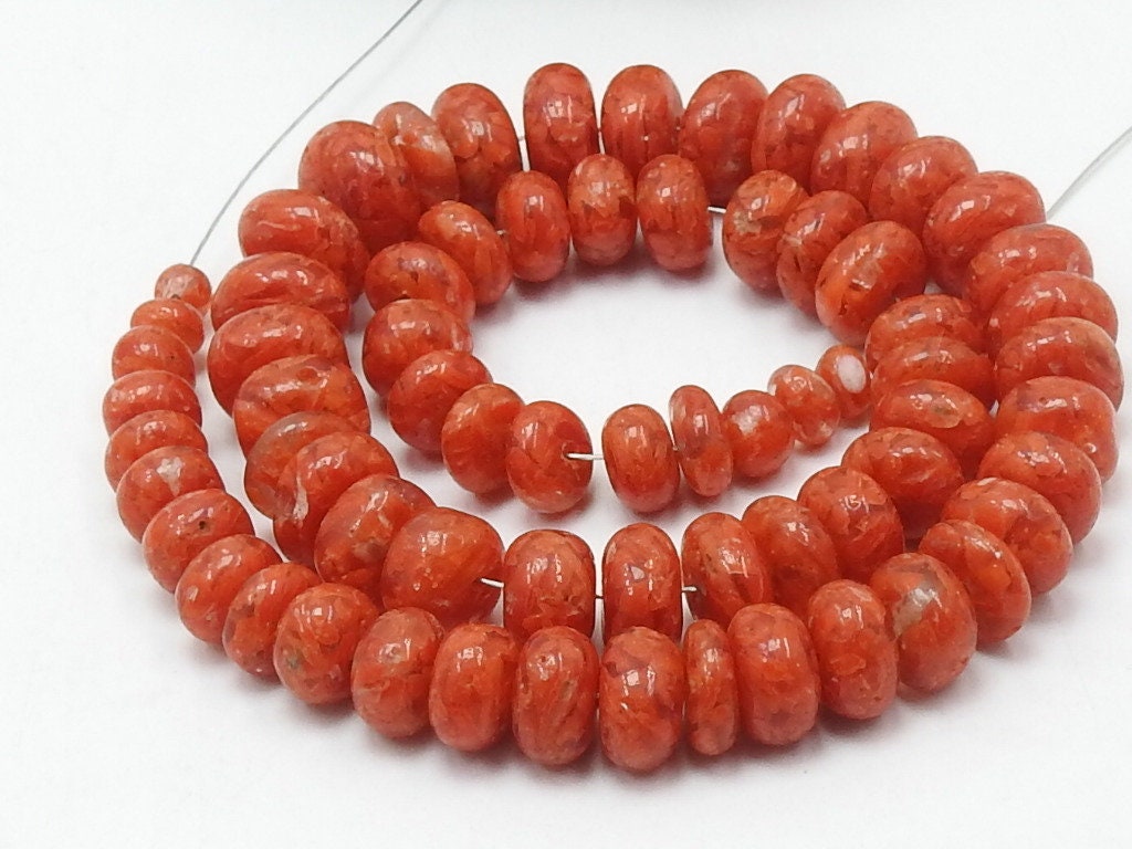 Red Coral Smooth Roundel Bead-16Inch Strand 5-10MM Approx-Stabilized Stone-For Making Jewelry-Wholesaler Supplies WM-CR2