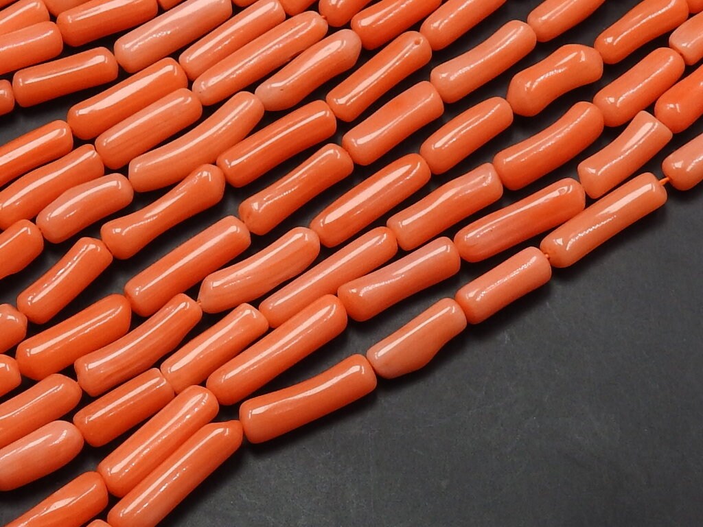 Orange Coral Smooth Irregular Tube Beads 8x3-13x3mm 15 Inch Strand Loose Stone for Necklace Bracelet Handmade Jewelry Making BK-CR2