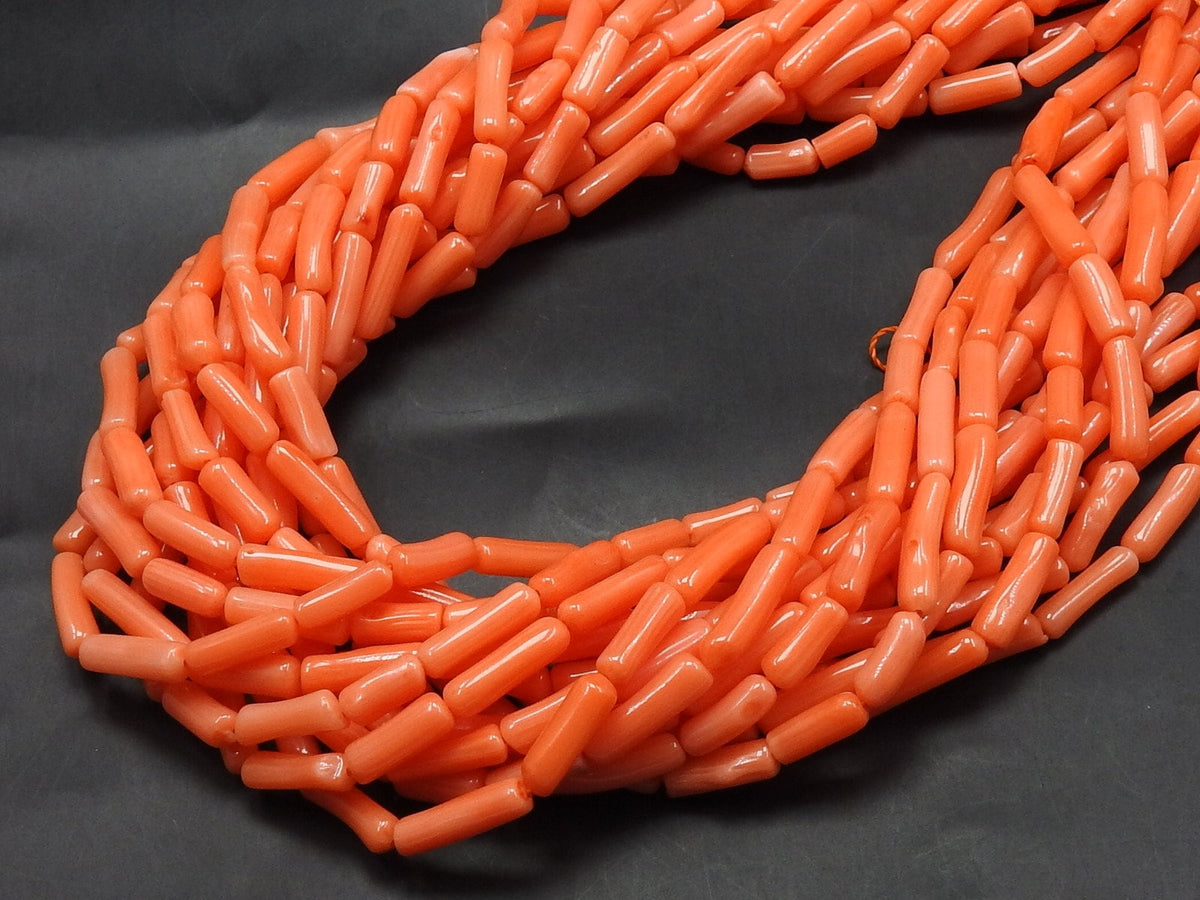 Orange Coral Smooth Irregular Tube Beads 8x3-13x3mm 15 Inch Strand Loose Stone for Necklace Bracelet Handmade Jewelry Making BK-CR2