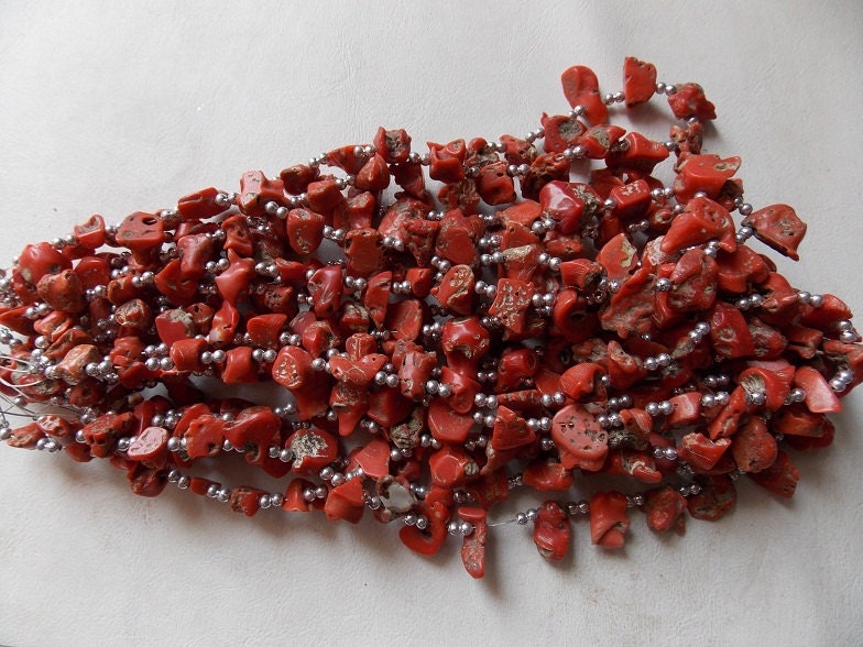 Natural Red Coral Rough Polished Slice Briolette Beads 15-10mm Graduated 14 Inch Strand Loose Gemstone for Handmade Jewelry Making Supplies